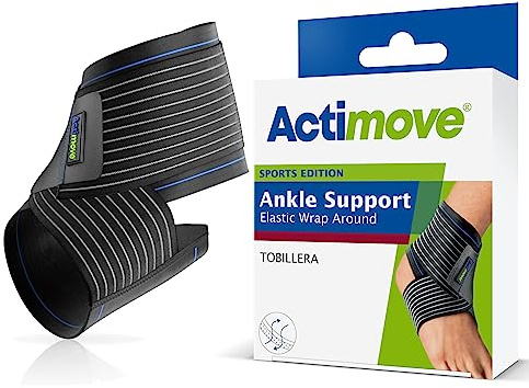 Actimove Sports Edition Ankle Support Elastic Wrap Around for Men and Women – For Pain Management – For Sprained, Swollen or Weak Ankles – Left/Right Wear – Black, Large