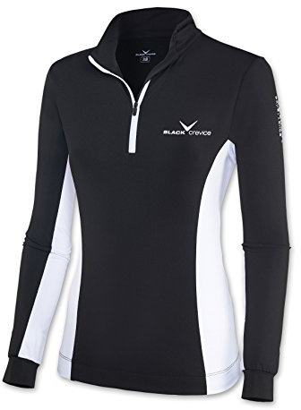 Black Crevice Damen Skirolli Zipper Funktionsshirt, schwarz/weiß, 46