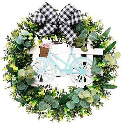 YAOTT Osterdekoration Blumenkranz Dekokranz Fensterdekorationen Türdekorationen Wandkranz Frühlings-Sommer-hängender Kranz Girlande mit Blume für Haustür, Wand 2 Diameter 48cm