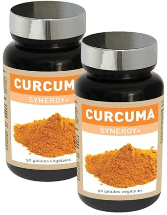 NUTRI EXPERT - Curcuma Synergy+ Maintien de la santé des articulations, os et cartilages - Enrichi en minéraux antioxydants - Favorise la formation de collagène - Lot de 2