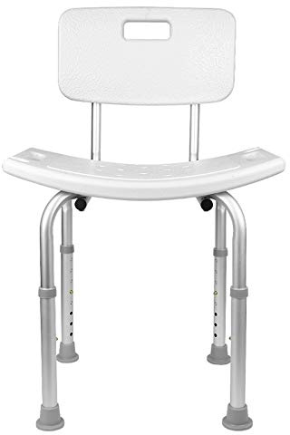 Duschstuhl, Mod. Olivo, europäische Marke, Duschstuhl, für Senioren und Behinderte, Toilettenhilfe, höhenverstellbar, Rückenlehne (51 x 26 x 70 – 83,5 cm)