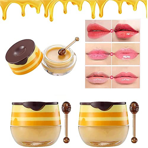Lip Balm Honey Pot Propolis Feuchtigkeitsspendende Honig-Lippenmaske mit Honigstift Feuchtigkeitsspendend & Vorbeugung Trockener und rissiger Lippenpeeling zur Lippenpflege und Lippenbehandlung