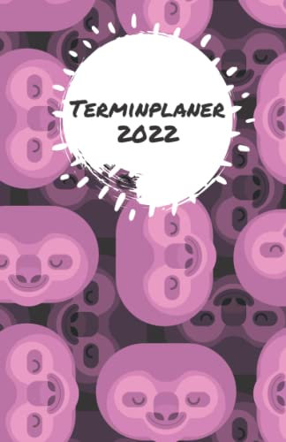 Terminplaner 2022: Terminkalender mit Uhrzeiten (5-20 Uhr), 1 Woche 2 Seiten, A5 Tagesplaner mit Zeit, Faultier