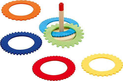 goki 56776 - Gioco di Lancio ad Anelli con 6 Anelli in Feltro, Ideale per Interni ed Esterni, 3 Diversi Livelli di difficoltà, in Legno di Tiglio e Feltro, Gioco di abilità