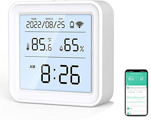 WiFi Temperature and Humidity Sensor: Wireless Digital Hygrometer Indoor Thermometer with App Alerts & Backlight Display, Smart Temperature Humidity Monitor Compatible with Alexa