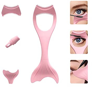 Eyeliner Stencils For Eyes, Mascara Shield Applicator Guard Pads, Mermaid Makeup Card with Eyelash Comb, Resusable Silicone Eyeshadow Eyebrow Stencils, Multifunction Eye Makeup Auxiliary Guard Tool