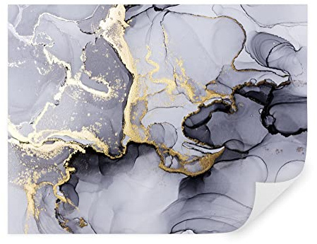 TAPEKO Papier Peint 3D Panoramique Marbre 360x250 cm style 3D Abstraction Marbre gris avec flux d'or Papier Peint intissé pour Chambre Salon Personnalisé Décoration Murale u70765