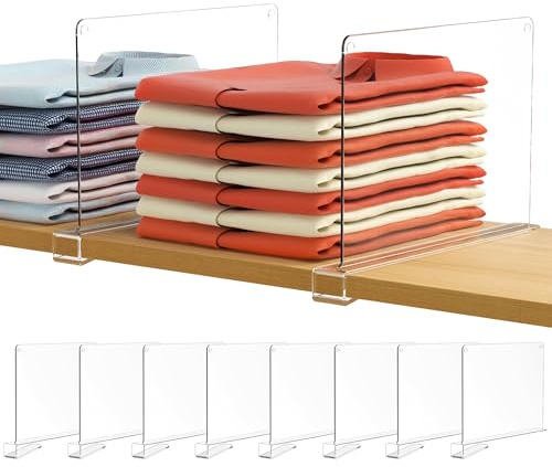 8 Stück Transparente Regaltrenner Kleiderschrank,30x20cm Shelf Divider Acryl, Multifunktionaler Schrank Regal Trenner, für Schlafzimmer, Aufbewahrung