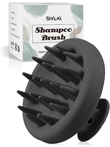 SIVLKI Cepillo de masaje para cuero cabelludo, masajeador de cuero cabelludo, cepillo de champú de silicona, masaje del cuero cabelludo para exfoliar y masajear la cabeza [mojado, seco]