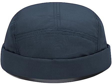 CLAPE Verstellbar Seemannsmütze Nylon Docker Cap Rolled Cuff Hafenmütze 5 Panel Basecap Ohne Schirm Retro Schiffermütze Beanie Watch Hat Blue DBH01