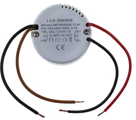 SeKi Bloc d'alimentation encastrable rond 12 V 12 W / 1 A LED Transformateur Ballast – Ø x H 55 x 23 mm compatible avec boîtes encastrées