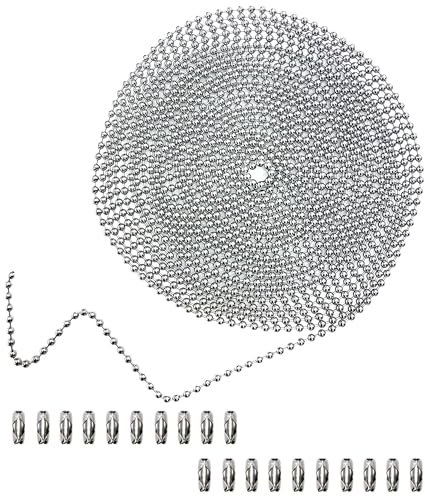 BetterJonny 6 Metri Catena a Palline per Collana, 2,4 MM Diametro Catena a Palline in Acciaio Inossidabile Catena in Rilievo Estensione con 20 Connettore Utilizzato per Portachiavi Fai da Te