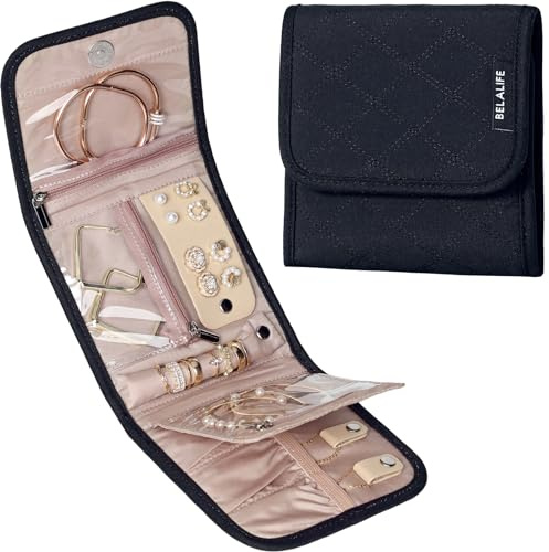 BELALIFE Travel Jewelry Case, Jewelry Organizer Roll for Accessories
