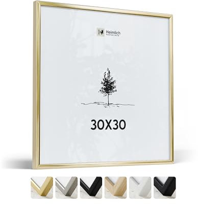 Heimlich® - Cornice - 30x30 cm, Alluminio Metallo, Oro - Cornice quadrata media con copertura in foglio di plastica - Solo espositore da parete