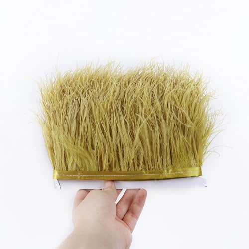 SYSUII 2M Straußenfedern Federn Fringe Trim,6-8cm Breite Bastelfedern DIY Straußfeder Satinband Band Fransen Straußenfedern Borte für Bekleidung DIY Nähen Handwerk Kostüme DIY Dekoration -gelb