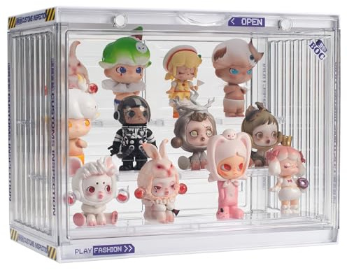 Acrylic Display Case, Transparent Display Case for Figures, Dustproof Display Case, Plexiglass Display Case, Collector's Display Case with Door for Minifigures, Model Cars, Collectibles (Transparent