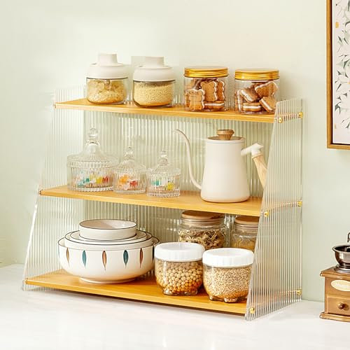 JSDMBD Porta Tazzine da caffè Salvaspazio Organizzatore Cucina Scaffale Piccolo Rack di Stoccaggio,Trasparente su Tre Lati, Forte capacità Portante, Adatto A Vari Contenitori Domestici