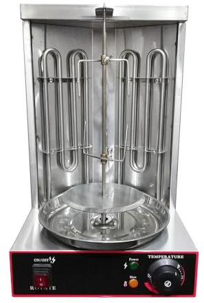 PUDLOR Dönergrill, 2 Brenner Kebap Grill 3000w Gyrosgrill Tischgrill Bbq 50-300 ℃ Gyrosmaschine Elektrisch Dönergrill Vertikaler Optionaler Lammbraten für Zuhause