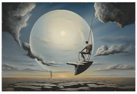 Wallario Wandbild - Schaukel am Himmelsrand in Premiumqualität, Poster mit rahmenlosen Bildhalter, Größe: 61 x 91,5 cm