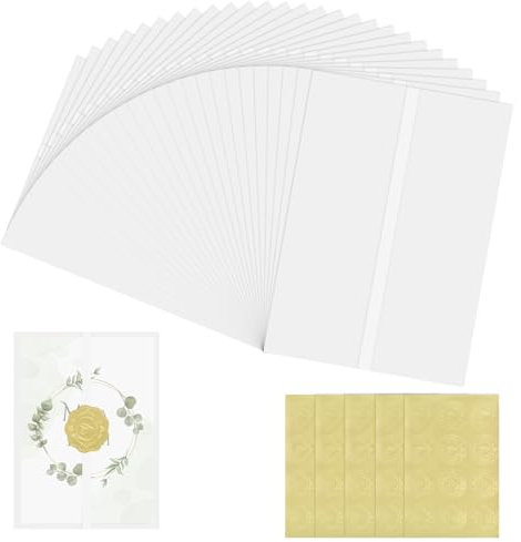 60 Pergamentpapier für Einladungen 13.5x18cm,Vorgefaltet Vellum Paper Pergamenthüllen für Hochzeitseinladungen Babypartys Geburtstagseinladungen