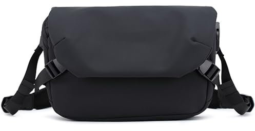 Herren Umhängetasche Schwarz, Leichtgewicht Schultertasche Klein Herren, Nylon Brusttasche Kuriertasche Männer Tasche mit Verstellbaren Schultergurt Brieftasche für Tagesausflüge Freizeit Reisen
