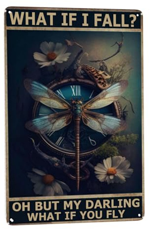 Boho Metal Wall Art Hippie Decor, Retro Garden Signs, and Funny Bathroom Gifts - with Life Quotes, Dragonfly Clock, Daisy Plates, and Wild Home Bar Posters - Perfect for Man Caves - 8x12 inches