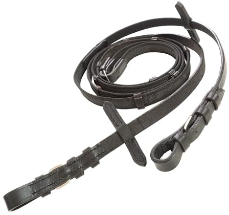 Pferdelinis Trensen Zügel Zügel für Pferde gummiert, langlebige Zügel in Schwarz oder Braun, Breite 18mm, Länge 2,9m (Schwarz)