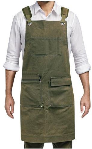 Woodworking Apron for Men, Workshop Apron, Canvas Work Apron with Tool Pockets, Heavy Duty Tool Apron for Carpenters, BBQ for Men and Halloween Costume Men