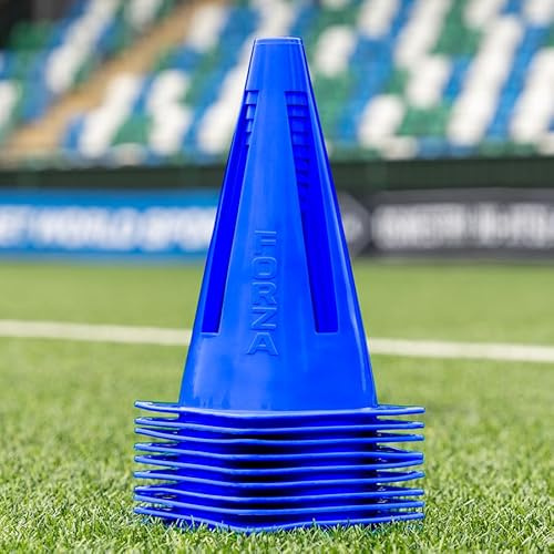 FORZA Conos Flexibles [Paquete de 10] | Conos de Entrenamiento ultrarresistentes para Mejorar y diversificar Las sesiones de Entrenamiento en múltiples Deportes. (Azul)