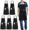 zvzvrog 5 Pack Black Chef Apron, Adjustable Bib Kitchen Aprons with 3 Pockets for Men Women, Suitable for Catering Cooking Baking Gardening Painting BBQ Restaurant Coffee House Professional Work