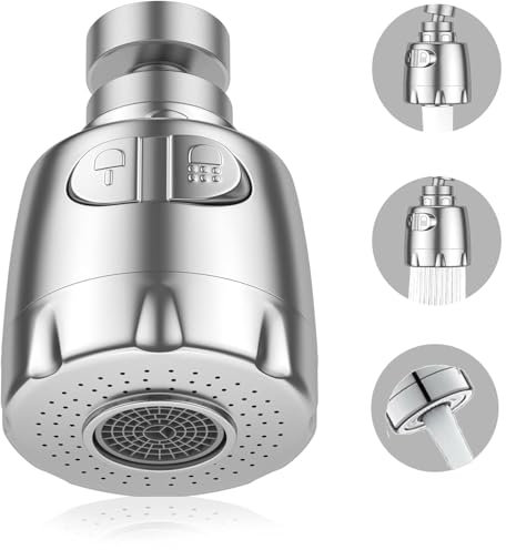 Aeratore Rubinetto Cucina Girevole 360° - Rompigetto Compatibilità Universale 2 Modalità Flusso, Anti Schizzo e Risparmio Idrico, filtro acqua rubinetto Bagno Cucina (2 Modalità Flusso)