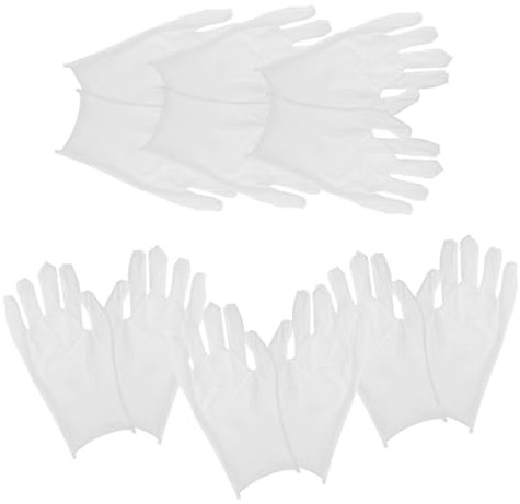 Gatuida 6paare Baumwollhandschuhe Herren Weiß Atmungsaktive Arbeitshandschuhe Baumwollhandschuhe Für Schmuck Münzprüfung Sanft Und Bequem Für Kunsthandhabung Xl