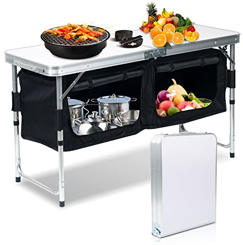 Eikuavons Campingküche Aluminium Campingschrank Faltbar Reiseküche Küchenschrank Aluminiumgestell Küchenbox für Outdoor-Aktivitäten