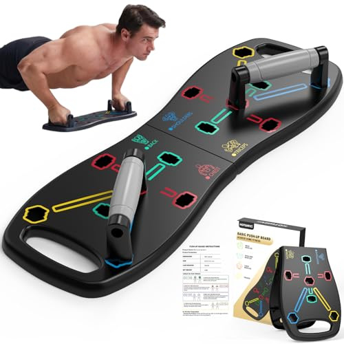 HOTWAVE Push Up Board, Portable Pushup Board for Men, Foldable Push-up Board, Multifunctional Push Up Board-20 in 1 at Home Gym, Pushup Handles for Chest Muscle Exercise Strength Training Equipment