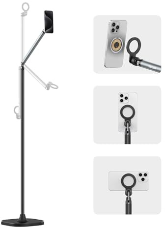 TELESIN Supporto Magnetico da Pavimento per Tablet SE con Base 3,4kg | Altezza Flessibile Regolabile Fino a 57, Compatibile con iPhone/Android/iPad