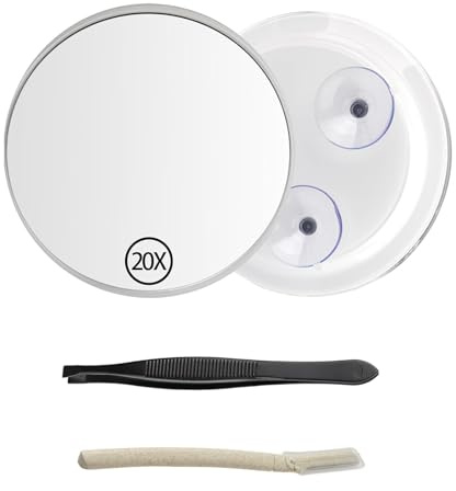 xutong 20 X specchio ingranditore per trucco con pinzette e sopracciglia, bianco