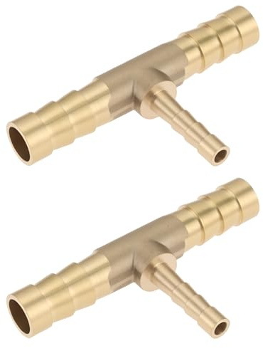 LT Easiyl 2 Piezas en T Reductoras de Latón de Púas (8 Mm 4 Mm Y 8 Mm) para Conectar Líneas de Aire Agua Combustible