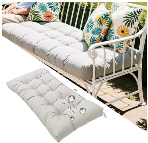 NIDSNID Coussin pour Banc de Jardin 130x50x8 cm - Imperméable Antidérapant - Exterieur/Interieur - Confortable Coussins pour terrasse, Balcon, Banquette (Blanc léger)