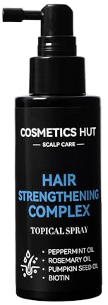 Cosmetics Hut Complesso rinforzante per capelli, 2 in 1 oli naturali spray topici con olio di semi di zucca, biotina, menta piperita e rosmarino