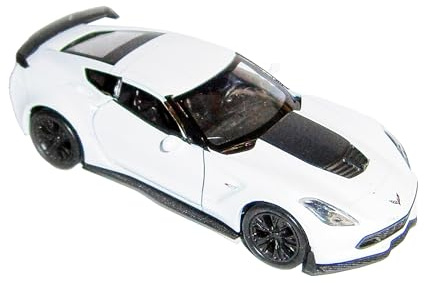 Chevrolet Corvette Z06 2017 modellbil av metall modell bil med backmotor leksaksbil leksak gåva 4-varianter Welly 23 (vit)