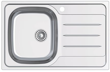 Edesa Lavello Cucina Sopra Piano 1 Vasca Quadrata 1 Scolapiatti Veleta SE 79 cm 77 x 48 cm Acciaio Inox Profondità 18 cm Fondo Assorbente Accessori Inclusi Colore Grigio