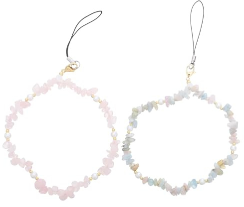 DOITOOL 2piezas Correa para Teléfono Móvil Cordón de Perlas y Cuentas de Piedra Elegante Accesorio Decorativo para Celular para Niñas