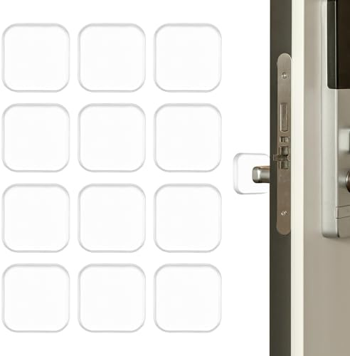 Silicone Door Stopper Wall Protectors, 12 PcsDoor Handle Protectors, Square Rubber Door Handle Bumper, Clear Wall Protector Self Adhesive Knobs Stoppers for Furniture Walls Shock Absorbent(4cm)