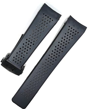 FYXT Klockarmband kompatibelt med silikonarmband herrrem klocka tillbehör gummi klockarmband kedja(Black-Black Clasp,22mm With LOGO)