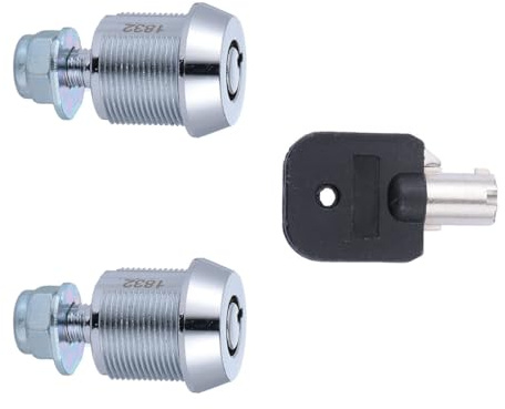 VALICLUD Cerradura Tubular de Leva 17 MM para Máquina Recreativa y Caja de Herramientas 2 Unidades con 1 Llave Extraíble Candado para Armarios y Puertas Metálicas Madera Color