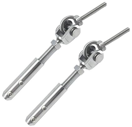 2 pièce Tendeur Cable Inox pour Cable Acier 2mm-8mm, Terminal pour Fil Inox Métallique Terminal À Vis pour Rampe De Câble D'escalier, angle réglable à 180°(A,4mm)