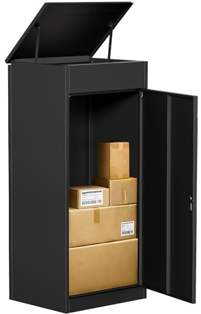 Paketbox Briefkasten mit Paketfach Paketbox Draussen Groß XXL Diebstahlgeschützter Paketbriefkasten Standbriefkasten mit Code-Schloss, wandmontiert wasserdicht für Veranda/Garten (49(127CM))