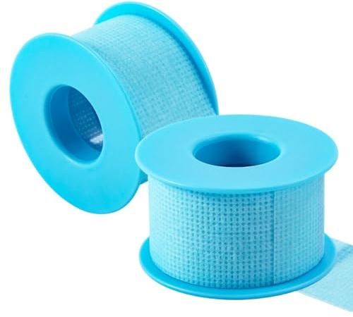 2 Rolls Medical Tape for Sensitive Skin,Waterproof Surgical Tape for Secures Dressings and Gauze,Easy Removable Surgical Tape for First Aid Wound Care Skin Friendly (Blue:2.5cm*4.5m/1X5yd)