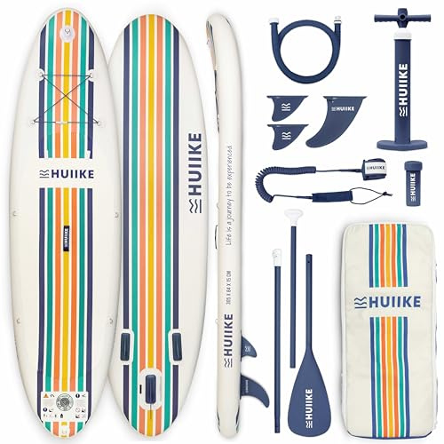 HUIIKE Tabla Paddle Surf Hinchable con Accesorios Incluidos, Remo, Quillas, Inflador. Stand Up Paddle Board Gran Estabilidad y Resistencia. 305 x 84 x 15 cm, Soporta hasta 130 kg