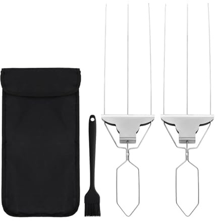 HonJiekomy Brochettes Barbecue | Tiges Réutilisables 3 Pointes En Métal Pour Grillades Kebabs - Brochettes Plates Pour Poulet - pour Viande Poulet Bœuf Porc Crevettes Poisson Saucisses Fruits Barbecue